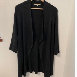 Monk & Lou Lambswool Blend Open Cardigan Sweater - Dark Grey